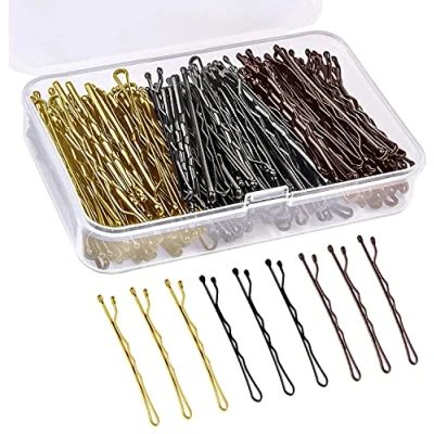 Abbildung von 150 Stück Bobby Pins, Haarspangen für Frauen, Haar Stylingnadeln mit Aufbewahrungsbox (Schwarz &amp; Gold Kaffee)