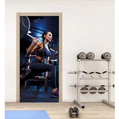 Abbildung von MyMaxxi Tür bekleben mit Türtapete Selbstklebend 90x200 Fitness 02 verschönern Türfolie Türaufkleber XXL Aufkleber Folie Türposter Türklebefolie Sport Bodybuilderin