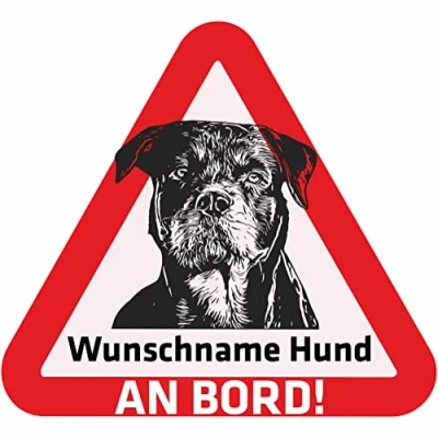 Abbildung von Indigos UG Namensaufkleber Hund Rottweiler Aufkleber mit Namen &amp; Wunschtext individuell personalisiert Auto Motorrad LKW