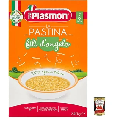 Abbildung von 3x Plasmon Fili d&#039;Angelo Pastina Infanzia Svezzamento Dai 6 Mesi 340 Grammi + Italian Gourmet polpa 400g