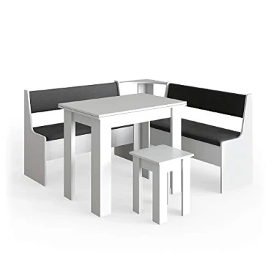 Abbildung von Vicco Eckbankgruppe Roman, Weiß/Anthrazit, 150 x cm mit Tisch