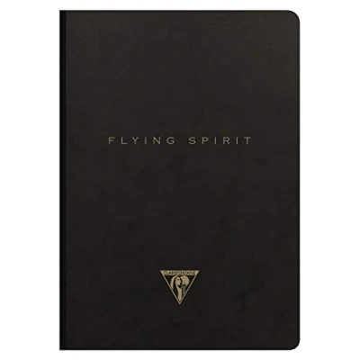 Abbildung von Clairefontaine 102546C Hefz Flying Spirit liniert, DIN A5 14,8x21cm, 96 Blatt, Velinpapier elfenbein 90g, Leinenbindung, Schwarz, in Retro Designs sortiert, 1 Stück