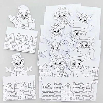 Abbildung von Baker Ross FE867 Kamin Pop Up Karten 10er Pack, Weihnachtskarten für Kinder zum Selbermachen, Ausmalen und Verschenken.