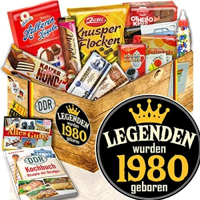 Abbildung von Legenden 1980 + Jahrgang Süßigkeiten Box DDR