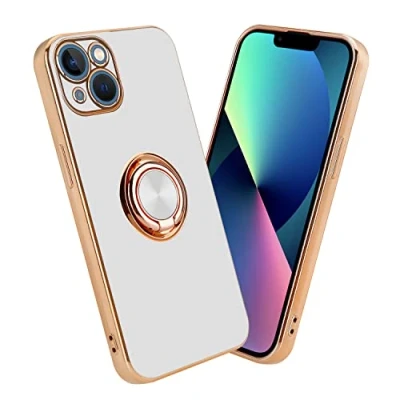 Abbildung von Cadorabo Hülle kompatibel mit Apple iPhone 14 Schutzhülle TPU Silikon Case Ring Design Kameraschutz Slim Kratzfest Weiche Gummi Rundumschutz für in Weiß