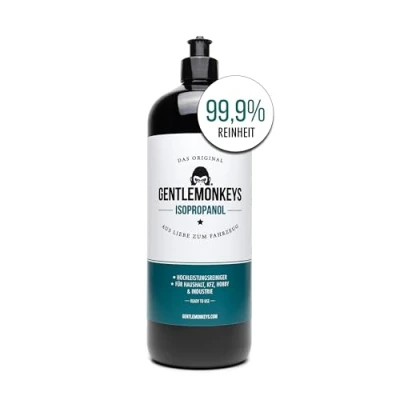 Abbildung von GENTLEMONKEYS Isopropanol Alkohol 99,9% (1l) Reinigungsalkohol für Haushalt, KFZ &amp; Industrie Laborgeprüfte Reinheit von Reiniger, Entfetter Lösungsmittel Made in Germany