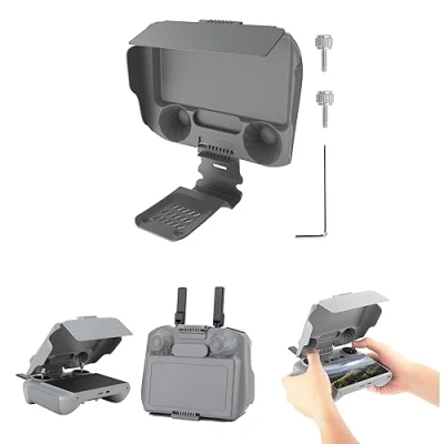 Abbildung von Fututech 2 in 1 Sonnenblende verstellbar für DJI Air 3 RC Mini Pro Schutzhülle Fernbedienung Schutzabdeckung Controller (für 2)