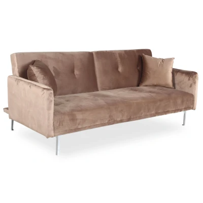 Abbildung von Carla 3 Sitzer Schlafsofa mit Samtbezug Taupe Menzzo