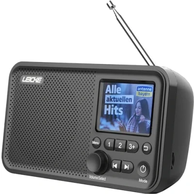 Abbildung von Leicke Tragbares DAB+ Radio und UKW Radio, Küchenradio, 2,4&quot;&quot; Farbdisplay (5 W, 80 Voreinstellungen, MicroSD/TF/AUX Anschluss, Alarmfunktionen)