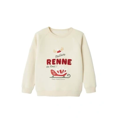 Abbildung von Vertbaudet Kinder Sweatshirt Familien Capsule Weihnachten, mit Recycling Polyester vanille 140