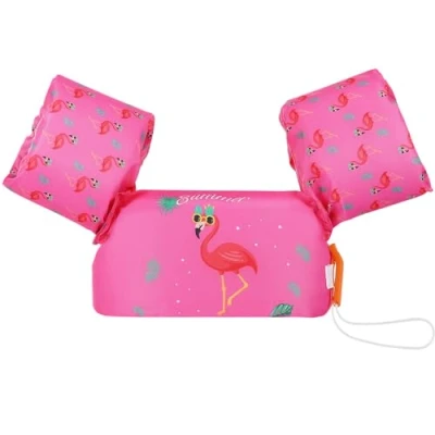 Abbildung von MoKo Kinder Schwimmflügel, Cartoon Schwimmende Badeanzug Schwimmtraining Jacke Schwimmflügel mit Schnalle für Jungen Mädchen, 20 bis 50 lb Magenta &amp; Flamingo