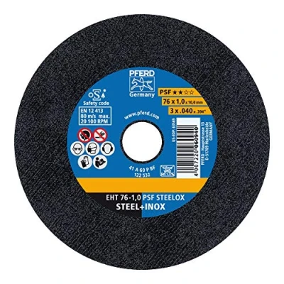 Abbildung von PFERD Trennscheibe PSF STEELOX 25 Stück 76 x 1,0 10,0 mm, gerade 65508100 für Stahl und Edelstahl (INOX)