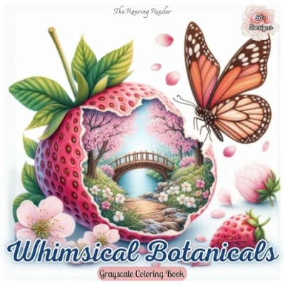 Abbildung von Whimsical Botanicals Grayscale Coloring Book: Explore Stunning Scenes of Nature Hidden Inside Leaves, Flowers, and Fruits, Accompanied by Beautiful ... Mindfulness. (Nature’s Beauty)