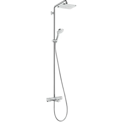 Abbildung von hansgrohe Duschsystem &quot;Croma E&quot;, (Komplett Set), 28cm, mit Wannenthermostat, chrom