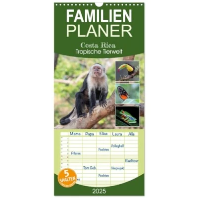 Abbildung von Familienplaner 2025 Costa Rica Tropische Tierwelt mit 5 Spalten (Wandkalender, 21 cm x 45 cm), CALVENDO