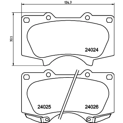 Abbildung von HELLA 8DB 355 010 491 Bremsbelagsatz mit akustischer Verschleißwarnung TOYOTA: Land Cruiser Prado 120, HILUX 3 Pick up