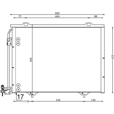 Abbildung von MAHLE ORIGINAL AC 211 001S Klimakondensator ohne Trockner 538 MERCEDES BENZ: SLK, C Klasse Limousine, CLK Coupe, CHRYSLER: Crossfire Coupe
