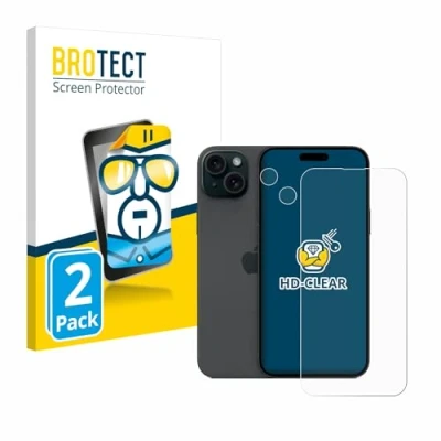 Abbildung von BROTECT (2 Stück Schutzfolie für Apple iPhone 15 Plus (Display+Kamera) Displayschutz Folie Ultra Klar
