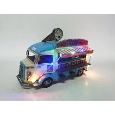 Abbildung von DynaSun Eiswagen Wohnwagen 2304T 084 29cm aus Metall, Vintage LKW Truckmodell im Retro Style Oldtimer Kollektion, handgefertigt mit realistischem Effekt, Perfekt für Sammler und Liebhaber