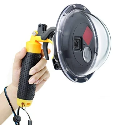 Abbildung von GEPULY Dome Port Objektiv für GoPro Hero 5 6 7 Black (2018), mit wasserdichtem Gehäuse, Trigger, schwimmendem Handgriff, eingebautem umschaltbarem Rotfilter und 10x Makrofilter