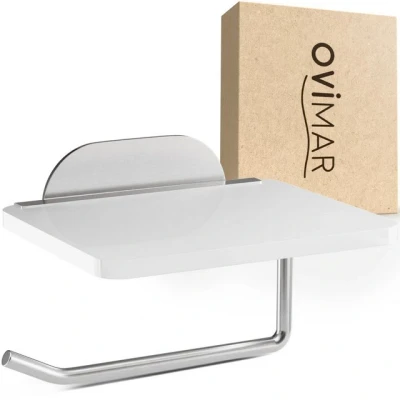 Abbildung von ovimar Toilettenpapierhalter Helnaes (1 St), aus Glas in Silber zur Zum Kleben