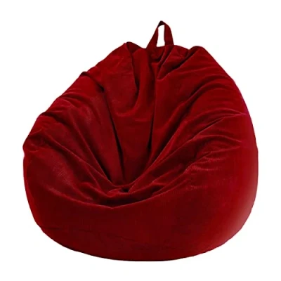 Abbildung von Chickwin Bezug für Sitzsack, Birne, Samt, ohne Füllung, drinnen und draußen, Entspannung, Liegestuhl, Wohnzimmer, Schlafzimmer, Kissen (Weinrot, 70 x 80 cm)