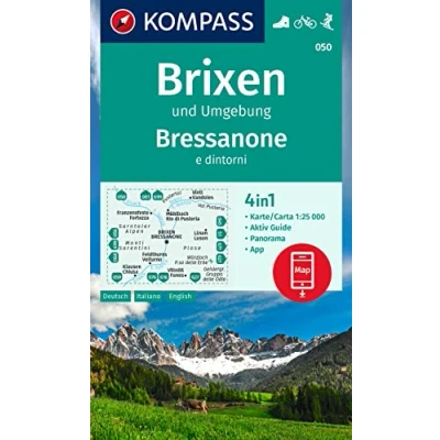 Abbildung von KOMPASS Wanderkarte 050 Brixen und Umgebung / Bressanone e dintorni 1:25.000: 4in1 mit Panorama Aktiv Guide inklusive Karte zur ... in der App. Fahrradfahren. Skitouren.