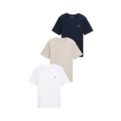 Abbildung von TOM Tailor Denim 3 PACK Tshirt basic, Herren, Größe: Medium, White