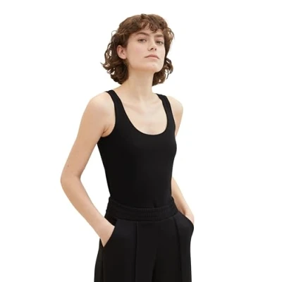Abbildung von TOM TAILOR Damen Basic Top, 14482 Deep Black, L