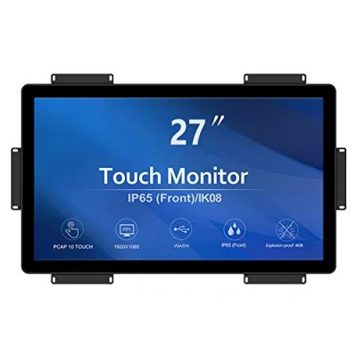 Abbildung von GreenTouch 27 Zoll 10 Punkte PCAP Open Frame Touchscreen LCD Display Monitore HDMI+VGA+DVI 1920x1080 Schwarz…
