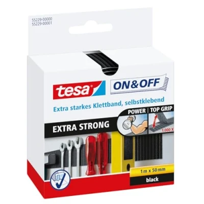 Abbildung von tesa ON&amp;OFF Extra Strong Klettband schwarz