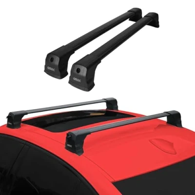 Abbildung von OMAC Dachträger Gepäckträger kompatibel mit Mazda 3 BL 2009 2013 Stufenheck Aluminium Schwarz