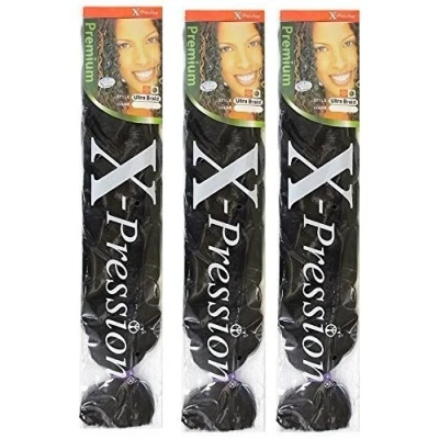 Abbildung von X pression Ultra Braid Kunsthaar Extensions, Farbe #1B, schwarz ca. 210 cm (3 Stück)