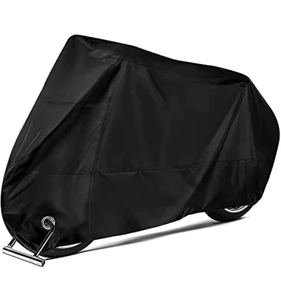 Abbildung von EMSMIL Motorradabdeckung Motorradabdeckungen Motorrad Garagen Roller Abdeckplane Abdeckhaube Schutzhülle XXL 190T Oxford Stoff Motorradplane Wasserdicht Motorradgarage Schwarz 245 x 105 125 cm