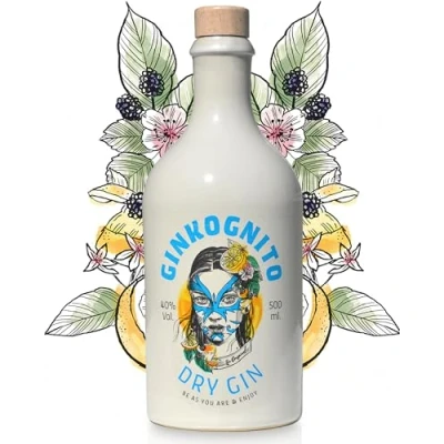 Abbildung von GINKOGNITO Premium Gin aus Deutschland Handgemachter Organic 40% Vol. Dry Spirituosen Exklusiver Perfekt als Tonic oder Geschenkset (500ml)