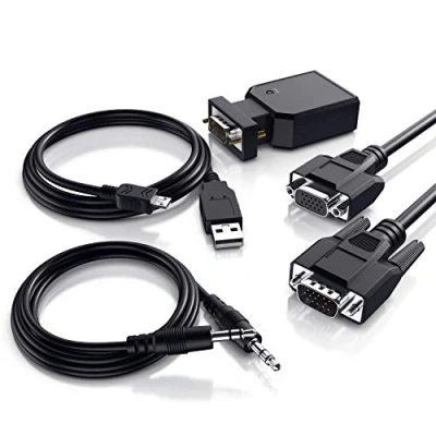 Abbildung von CSL VGA auf HDMI Adapter mit Audio + USB Jack 3,5mm Kabel, Full HD 1080p to PC zu TV Monitor Converter, Konverter Wandler für PC, Laptop, Fernseher, Projektor