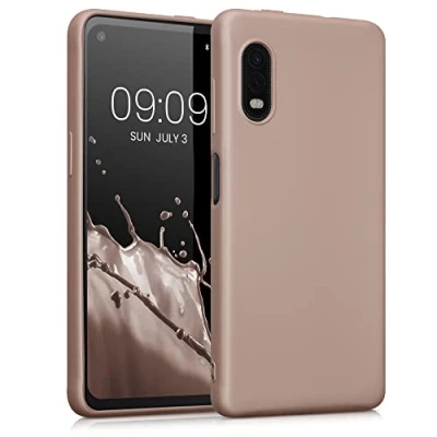 Abbildung von kwmobile Case kompatibel mit Samsung Galaxy Xcover Pro Hülle Schutzhülle aus Silikon metallisch schimmernd Handyhülle Metallic Rosegold