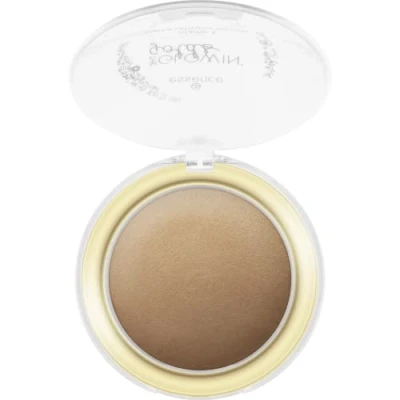 Abbildung von essence the glowin&#039; golds vitamin E baked luminous bronzer, Nr. 01 Live Life Golden!, braun, für trockene Haut, unreine Mischhaut, mit Vitaminen, strahlend frisch (7g)