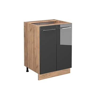 Abbildung von Vicco Unterschrank Fame Line, Anthrazit Hochglanz/Eiche, 60 cm ohne Arbeitsplatte