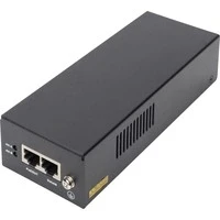 Abbildung von DIGITUS Ethernet PoE++ Injector Gigabit IEEE 802.3bt 85W Power Over Budget Auto Erkennung von PoE Geräten 100m Reichweite Schwarz