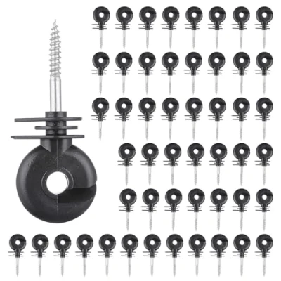 Abbildung von Fensmile 50 Stück Ringisolator mit Gewinde schwarz, für Holzpfähle, Seil, Weidezaun &amp; Elektrozaun