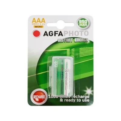 Abbildung von AgfaPhoto 132803944 132 803944 Micro Batterien 2 Stück Ready to Use Accu 950mAh AAA grün Silber