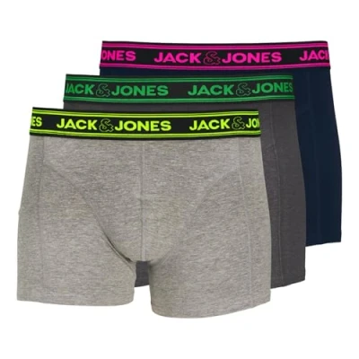 Abbildung von Jack &amp; Jones Jacethan Solid 3 PACK Panties, Herren, Größe: Medium, Dark grey melange/navy blazer/light melange