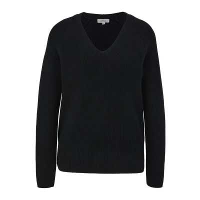Abbildung von s.Oliver Manches Raglan Strickpullover, Damen, Größe: 34, Schwarz