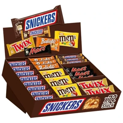 Abbildung von Mars, Snickers, Balisto &amp; mehr Mixed Schokoriegel Box, Thekenaufsteller für Büro, Großpackung Schokolade, 72 Riegel (1 x 3.8kg)