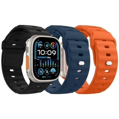 Abbildung von MoKo 3Stück Ozean Armbänder Kompatibel mit Apple Watch Ultra 2 Armband 49mm 46mm 45mm 44mm 42mm für Herren Damen,Wasserdicht Silikon Sport iWatch Serie 10 9 8 7 6 5 4 3 SE 2,S/O/TB