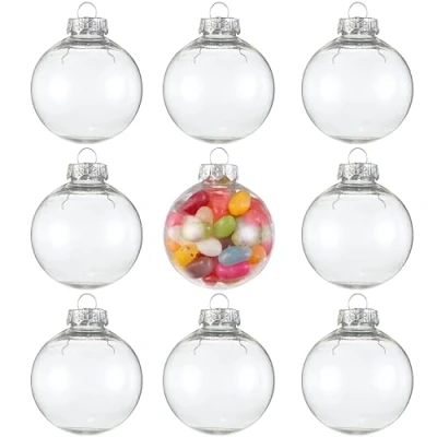 Abbildung von The TWIDDLERS 15 Durchsichtige Weihnachtskugeln zum Befüllen, 6cm Basteln Christbaumschmuck Weihnachtsdeko, Kunststoff