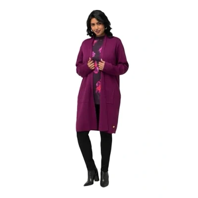 Abbildung von Ulla Popken LONG OPEN Front Strickjacke, Damen, Größe: 50/52, Pink berry