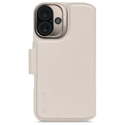 Abbildung von Apple iPhone 16 Hülle MagSafe Echtleder Decoded Klapphülle/2 in 1 Case Handyhülle Beige