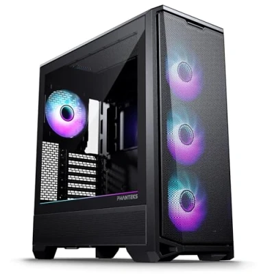 Abbildung von PHANTEKS Eclipse G400A Gaming Midi Tower Schwarz PC Gehäuse mit 4X 140 mm D RGB Lüftern, Tempered Glass, Mesh Front, E ATX kompatibel, 360mm Radiator Support, optimiertes Kabelmanagement